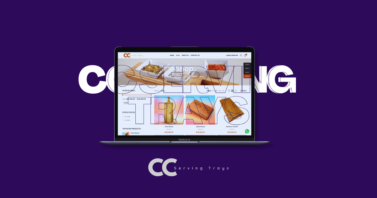 CC Serving Trays E-Commerce Website Design